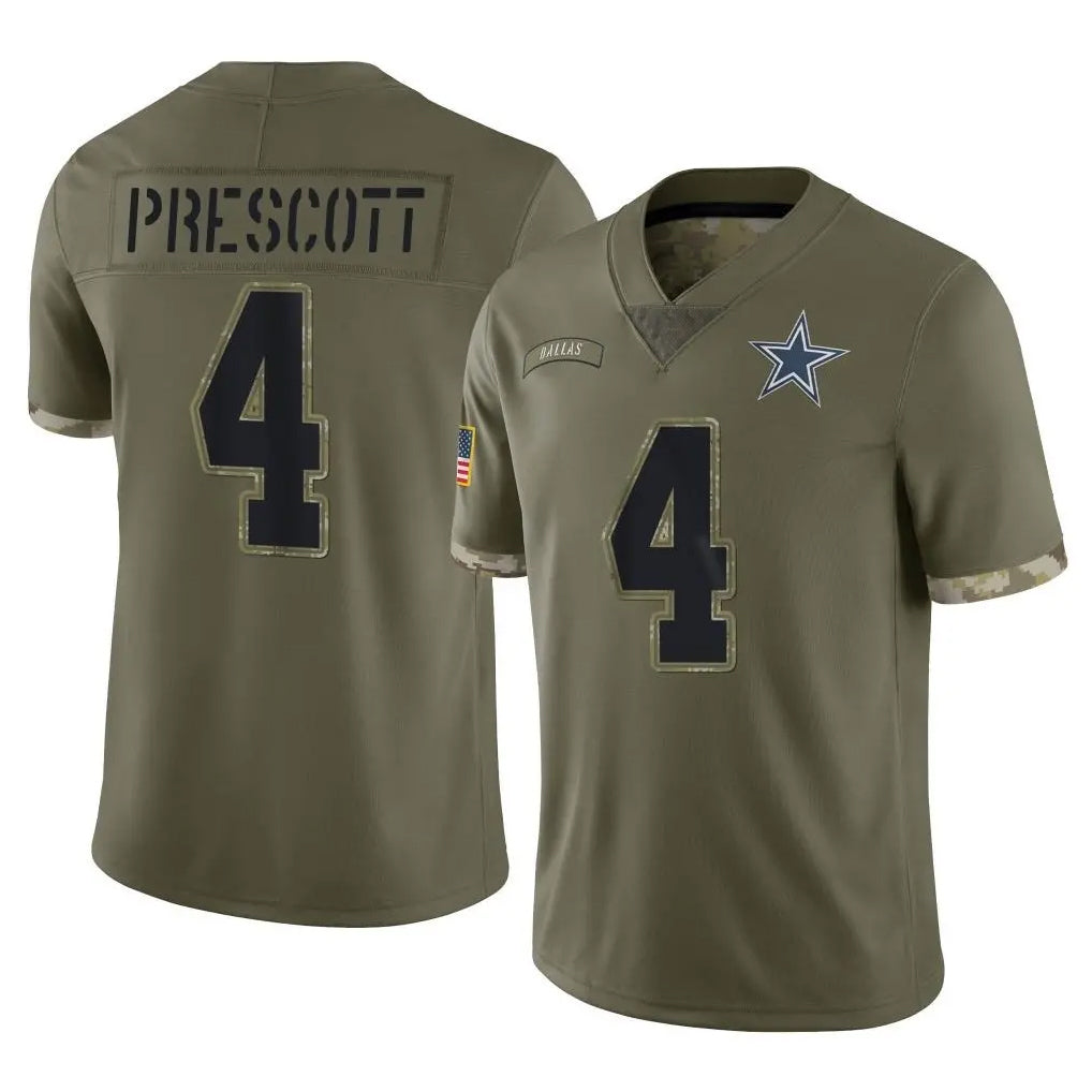 D.Cowboys #4 Dak Prescott Player Olive Salute to Service Limited Game Ddoa Stitched Jerseys