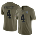 D.Cowboys #4 Dak Prescott Player Olive Salute to Service Limited Game Ddoa Stitched Jerseys