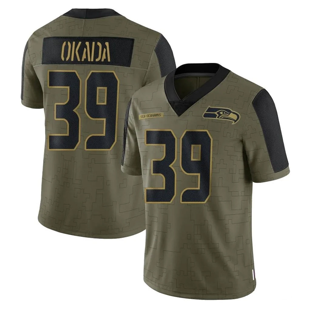 S.Seahawks #39 Ty Okada Player Olive Salute To Service Limited Game Ddoa Stitched Jerseys