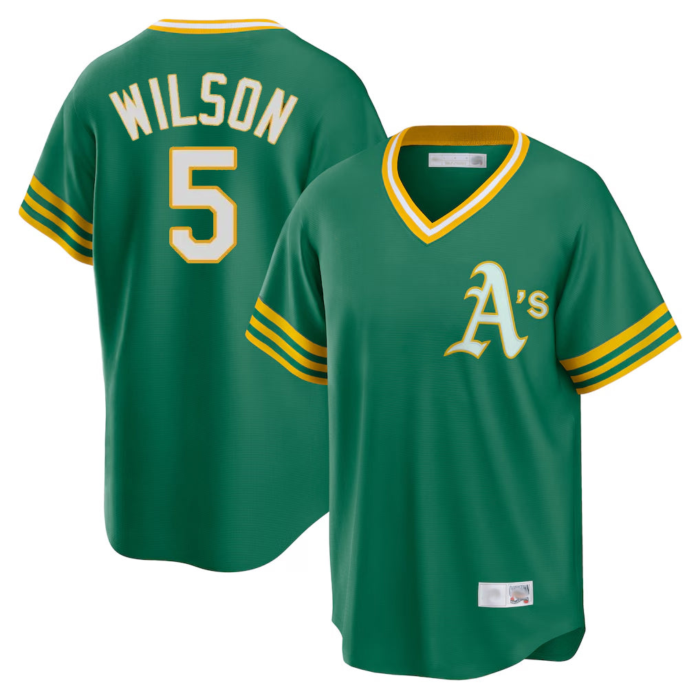 Athletics #5 Jacob Wilson Player Kelly Green Cooperstown Collection T-shirt Game Ddoa Stitched Jerseys
