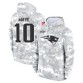 NE.Patriots #10 Drake Maye Player Arctic Camo Salute to Service Pullover Hoodies Limited Game Ddoa Stitched Jerseys