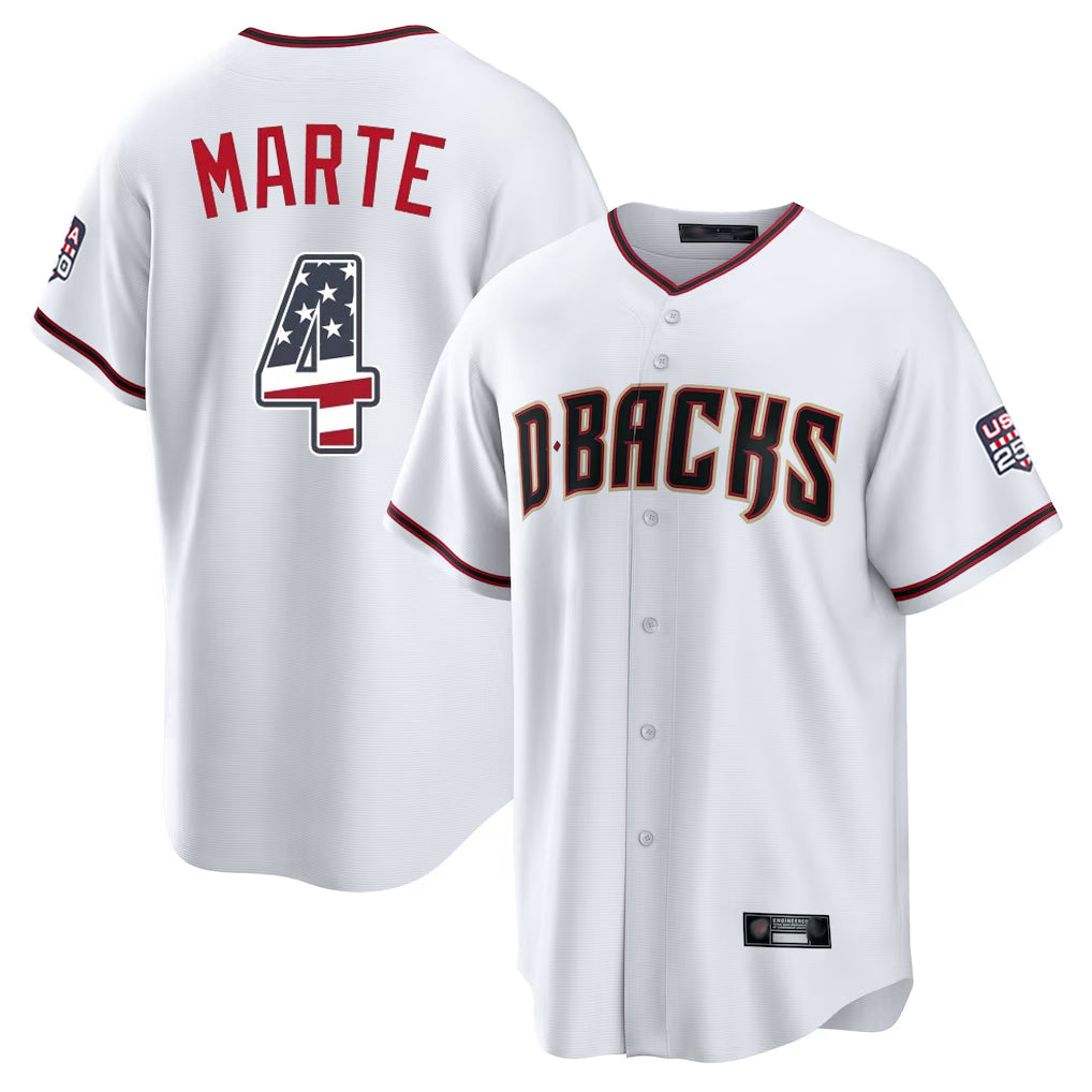 A.Diamondbacks #4 Ketel Marte Player White USA 250 Fourth of July Home Game Ddoa250Ys Stitched Jerseys