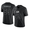 LA.Rams #99 Aaron Donald Player Black Limited Reflective Home Game Ddoa Stitched Jerseys