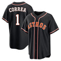 H.Astros #1 Carlos Correa Player Black Fashion Out Home Game Ddoa Stitched Jerseys