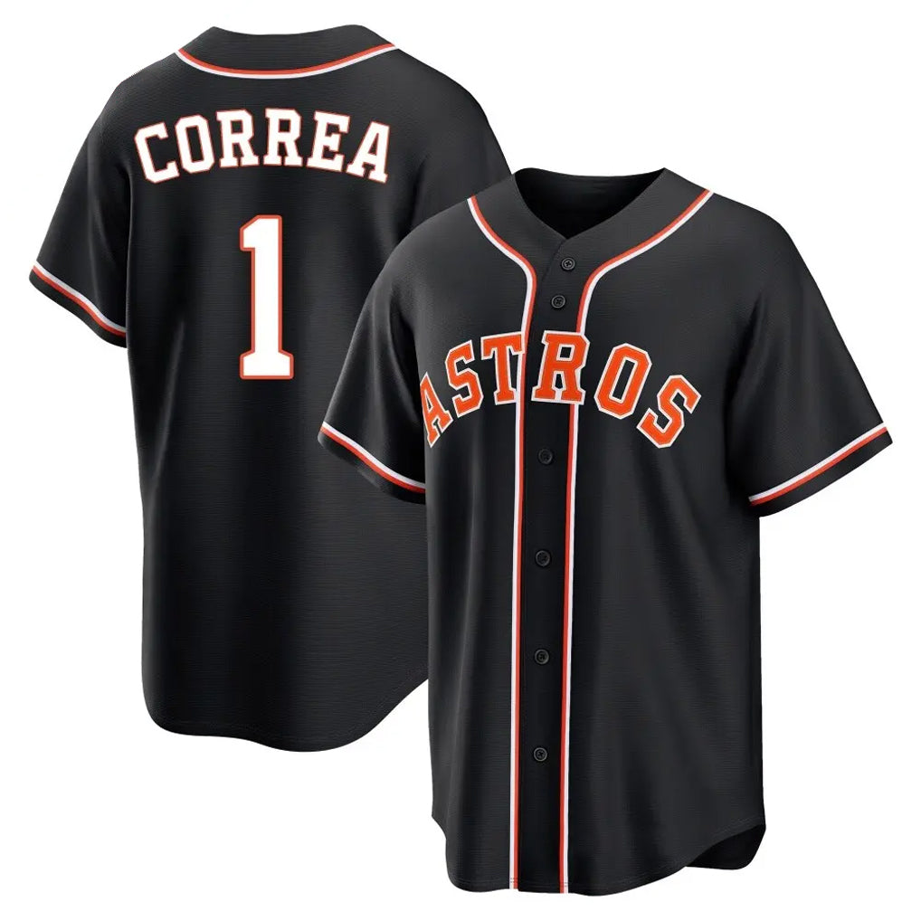 H.Astros #1 Carlos Correa Player Black Fashion Out Home Game Ddoa Stitched Jerseys