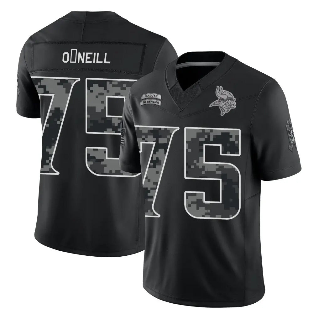 MN.Vikings #75 Brian O'Neill Player Black Limited 2026 Salute to Service Home Game Ddoa Stitched Jerseys
