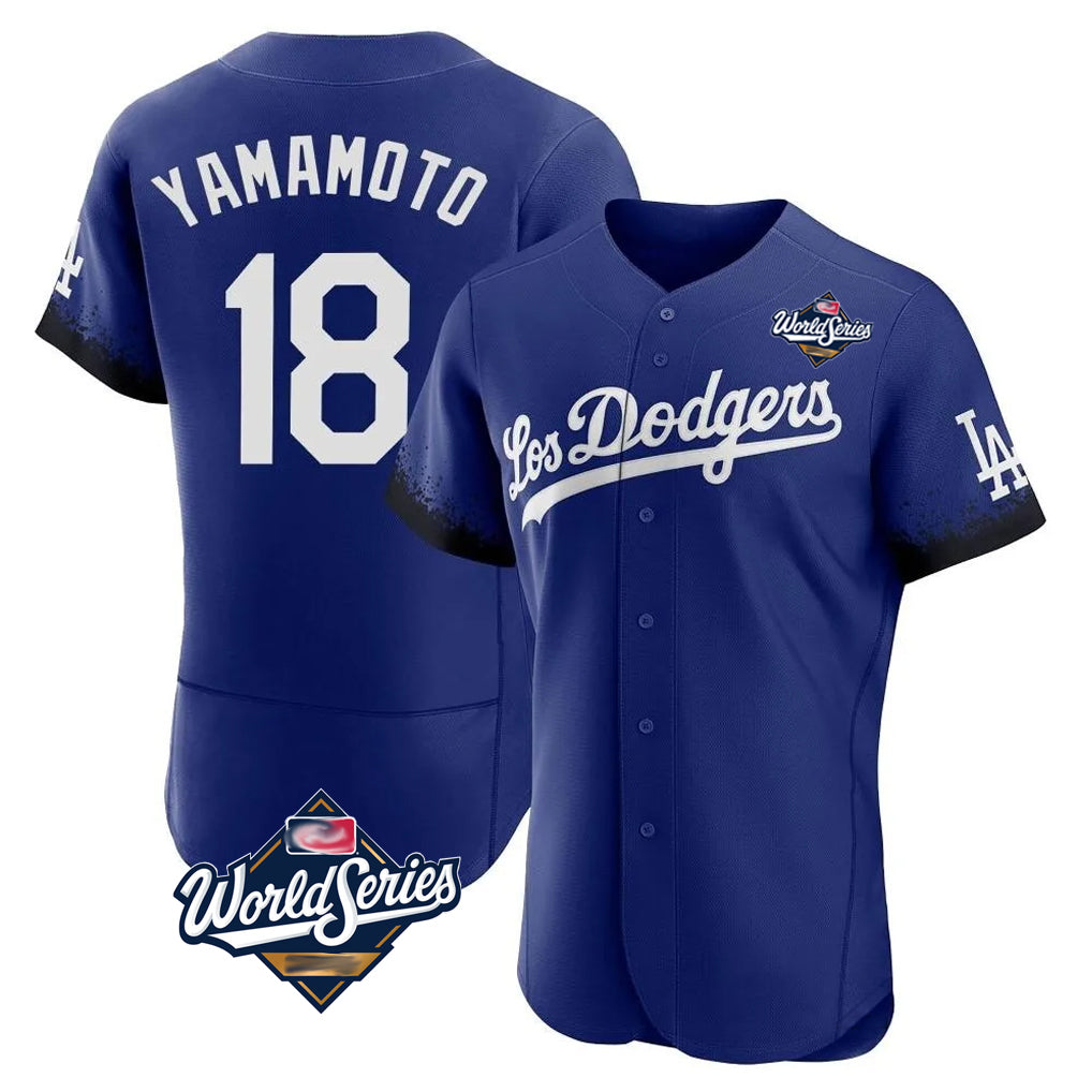 LA.Dodgers #18 Yoshinobu Yamamoto Player Royal World Series City Connect Elite Home Ddoa Stitched Jerseys