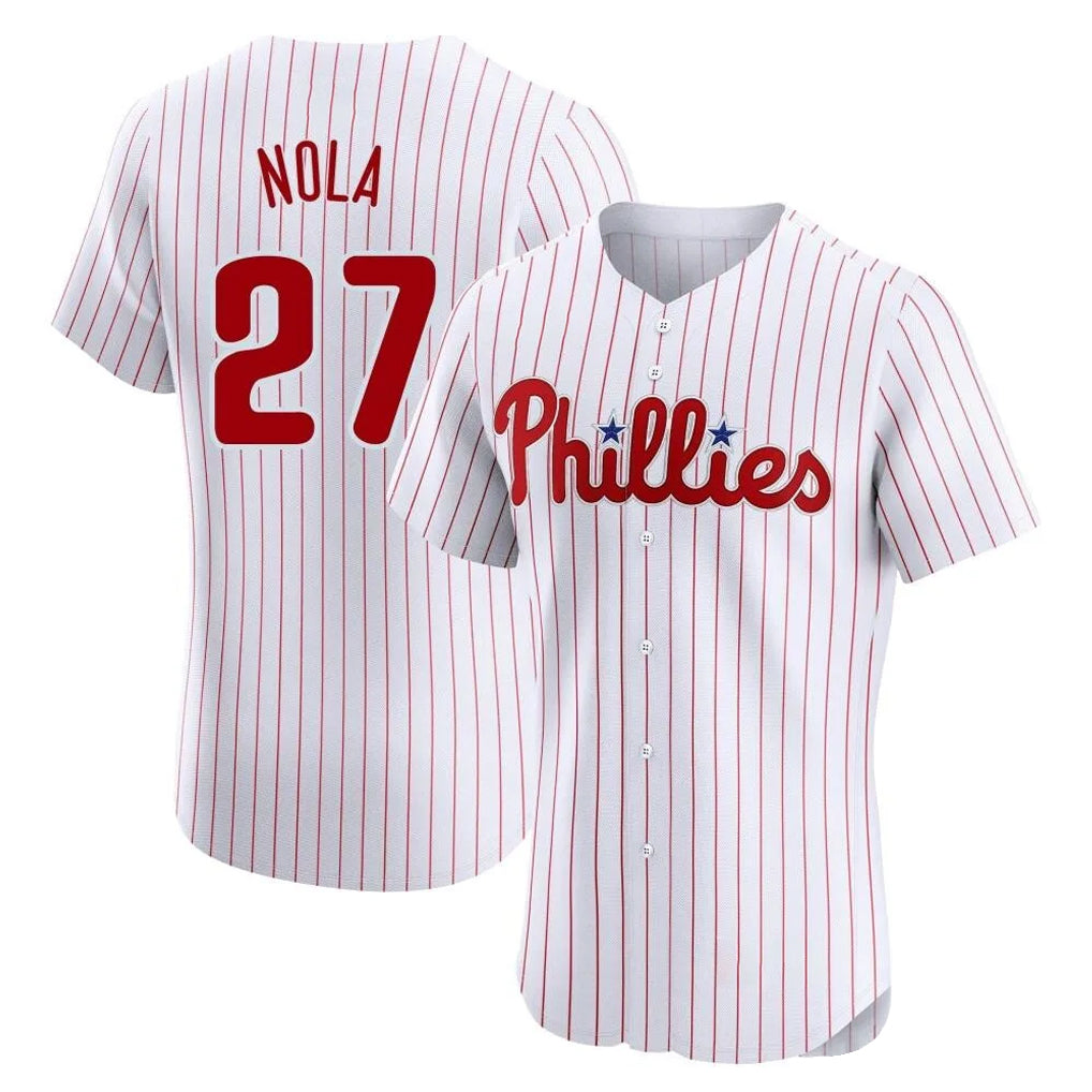 P.Phillies #27 Aaron Nola Player White Home Limited Elite Ddoa Stitched Jerseys