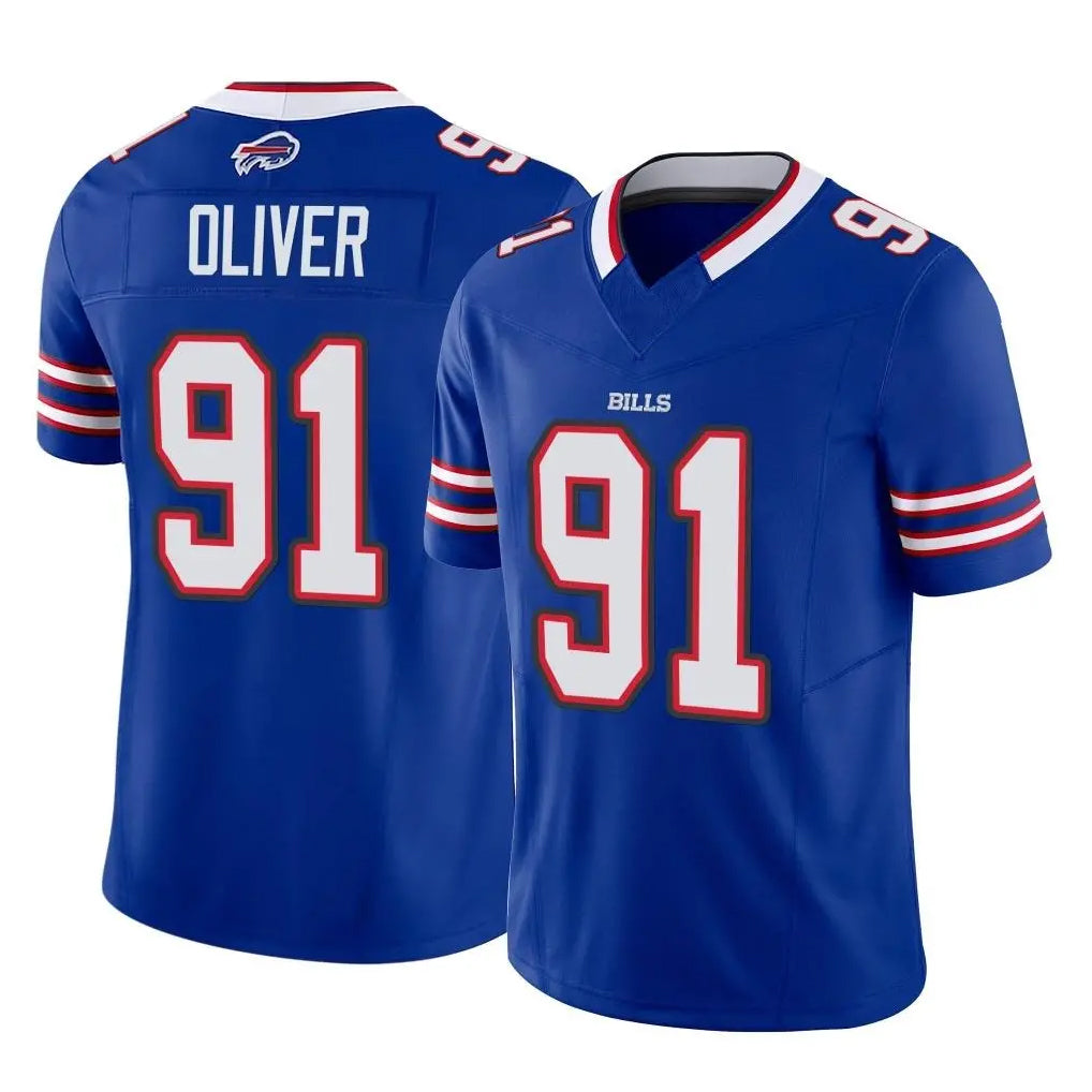 B.Bills #91 Ed Oliver Player Royal Vapor F.U.S.E. Limited Home Game Ddoa Stitched Jerseys