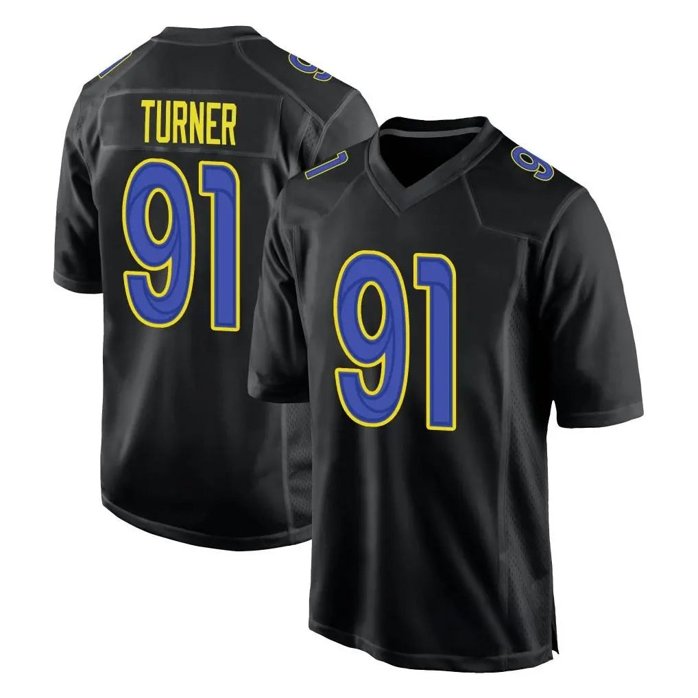 LA.Rams #91 Kobie Turner Player Black Fashion Limited Home Game Ddoa Stitched Jerseys
