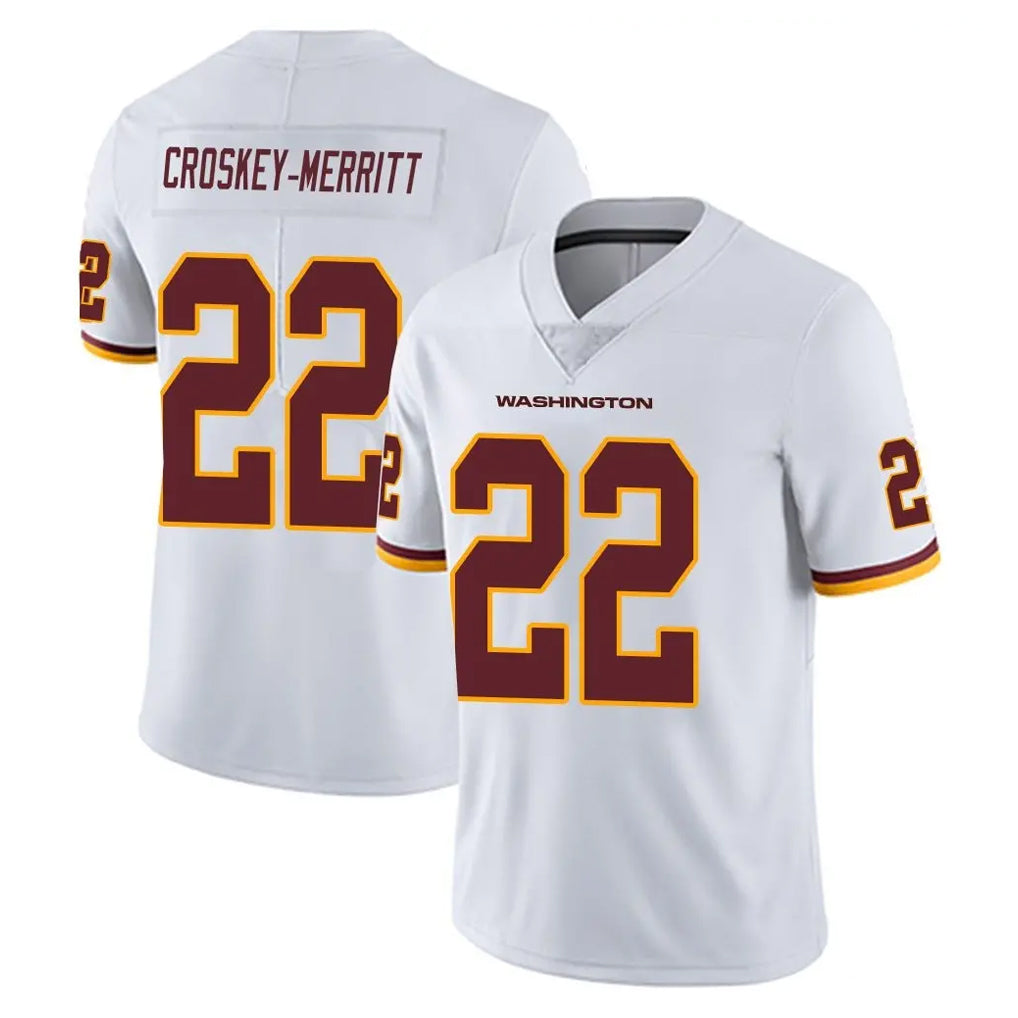 W.Commanders #22 Jacory Croskey-Merritt Player White Limited Vapor Untouchable Home Game Ddoa Stitched Jerseys