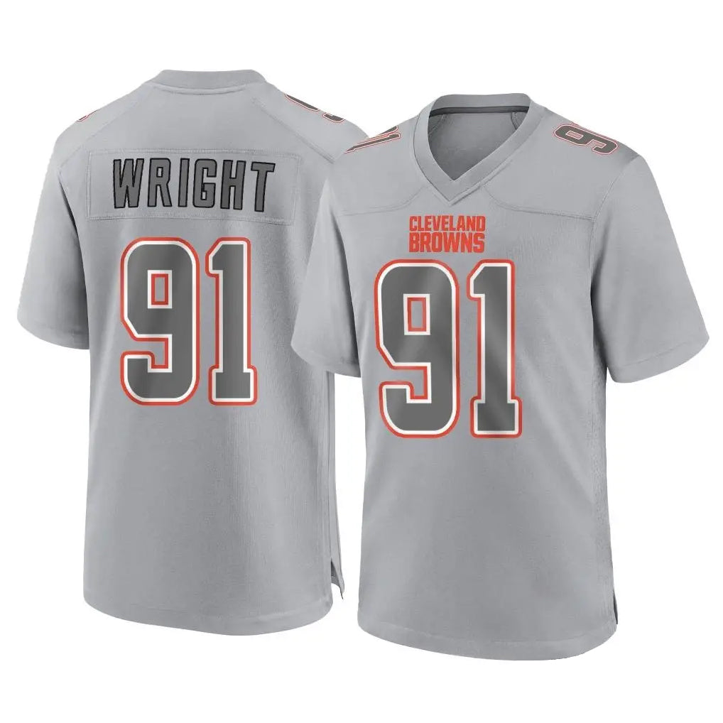 C.Browns #91 Alex Wright Player Gray Atmosphere Fashion Game Ddoa Stitched Jerseys