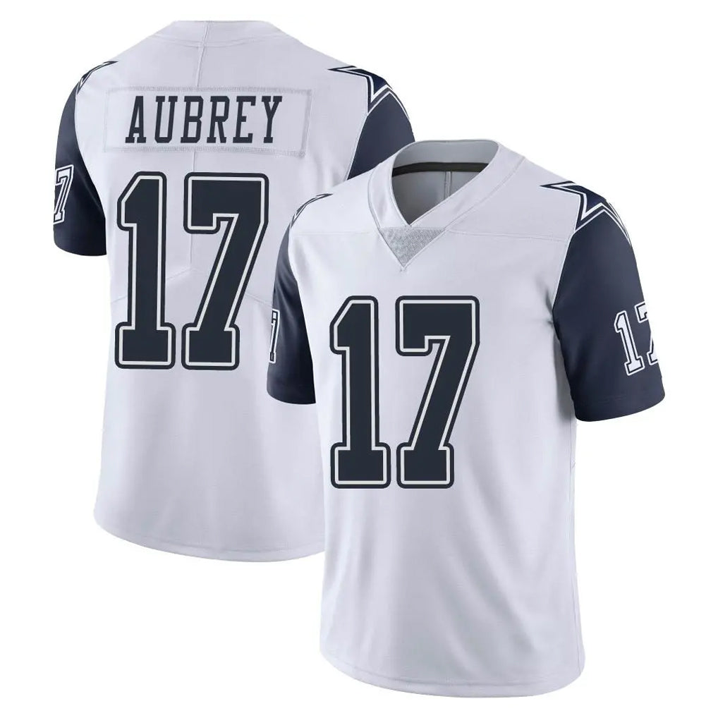 D.Cowboys #17 Brandon Aubrey Player White-Navy Limited Color Rush Vapor Untouchable Home Game Ddoa Stitched Jerseys