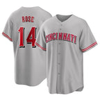 C.Reds #14 Pete Rose Player Gray Home Game Ddoa Stitched Jerseys