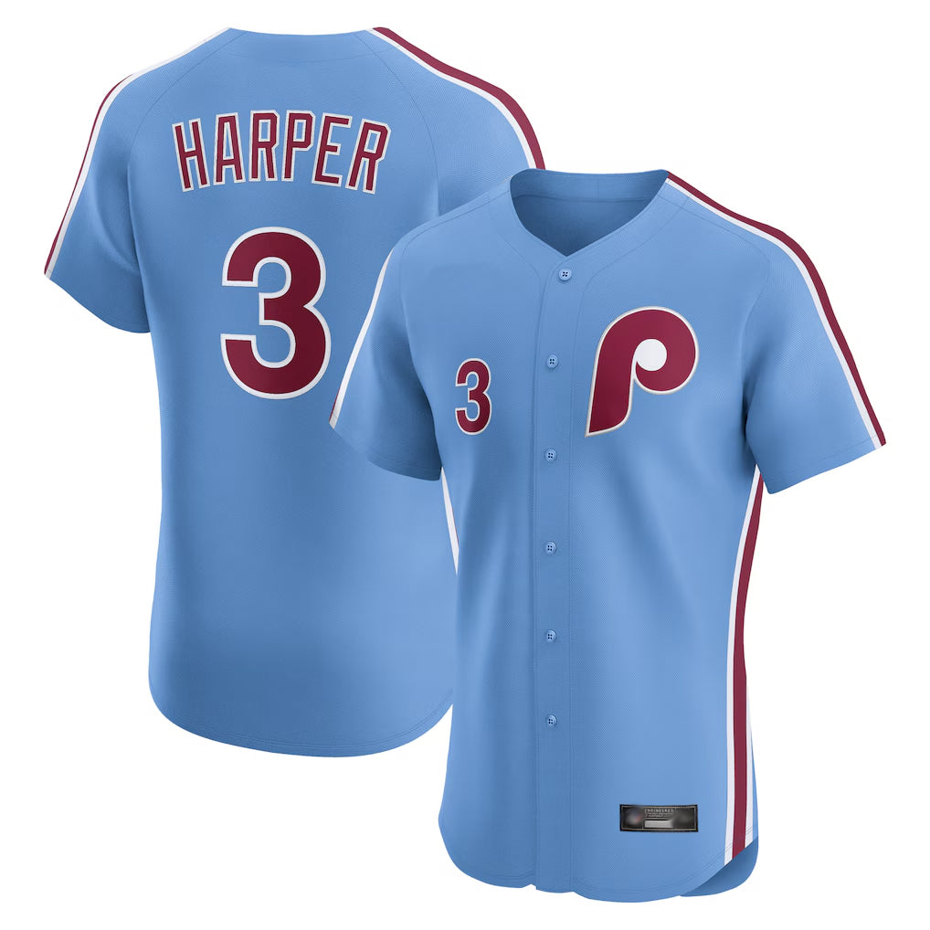 P.Phillies #3 Bryce Harper Player Light Blue Home Limited Elite Ddoa Stitched Jerseys