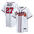 A.Braves #27 Austin Riley Player White Home Game Ddoa Stitched Jerseys
