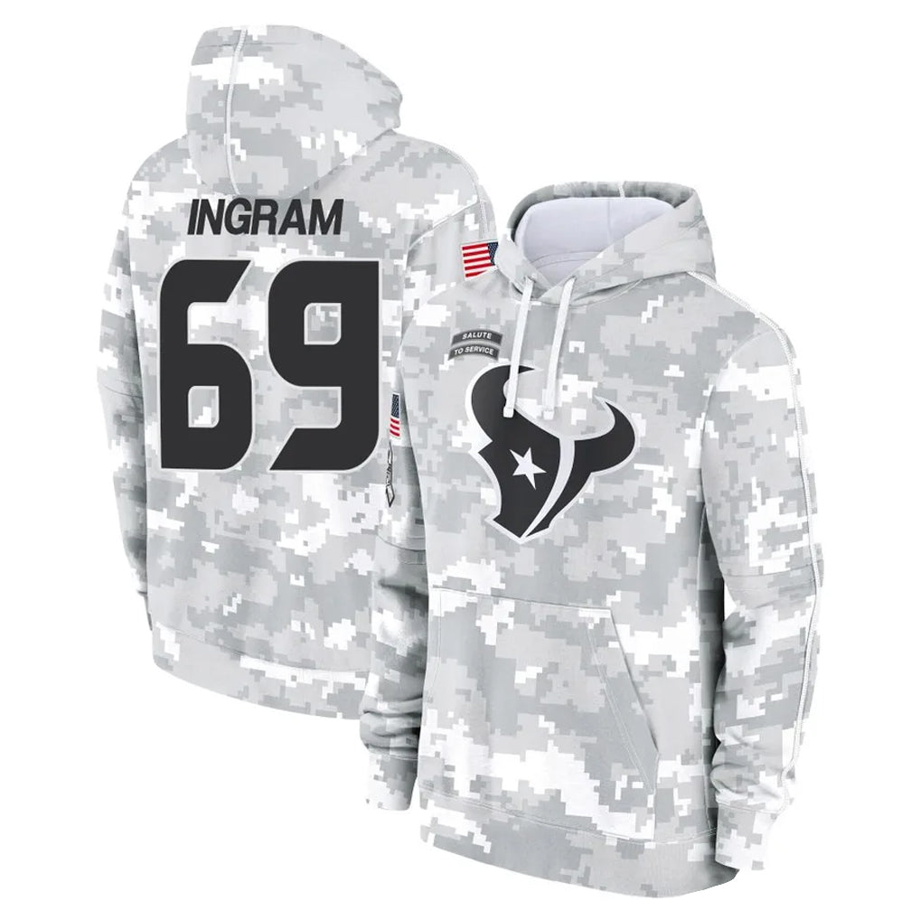 H.Texans #69 Ed Ingram Player Arctic Camo Salute to Service Hoodies Limited Game Ddoa Stitched Jerseys