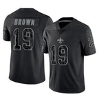 NO.Saints #19 Barion Brown Player Black Limited Reflective Home Game Ddoa Stitched Jerseys