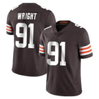 C.Browns #91 Alex Wright Player Brown Color Vapor Untouchable Limited Home Game Ddoa Stitched Jerseys