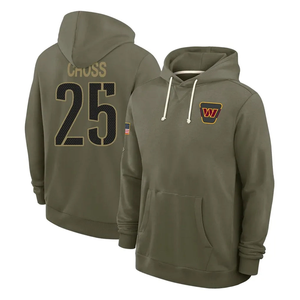 W.Commanders #25 Nick Cross Player Olive Salute to Service Pullover Hoodies Limited Home Ddoa Stitched Jerseys