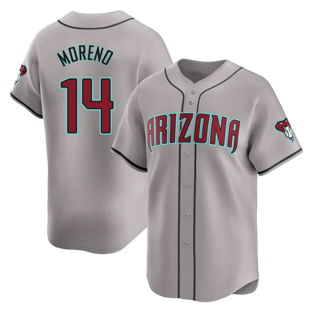 A.Diamondbacks #14 Gabriel Moreno Player Gray Road Limited Home Game Ddoa Stitched Jerseys
