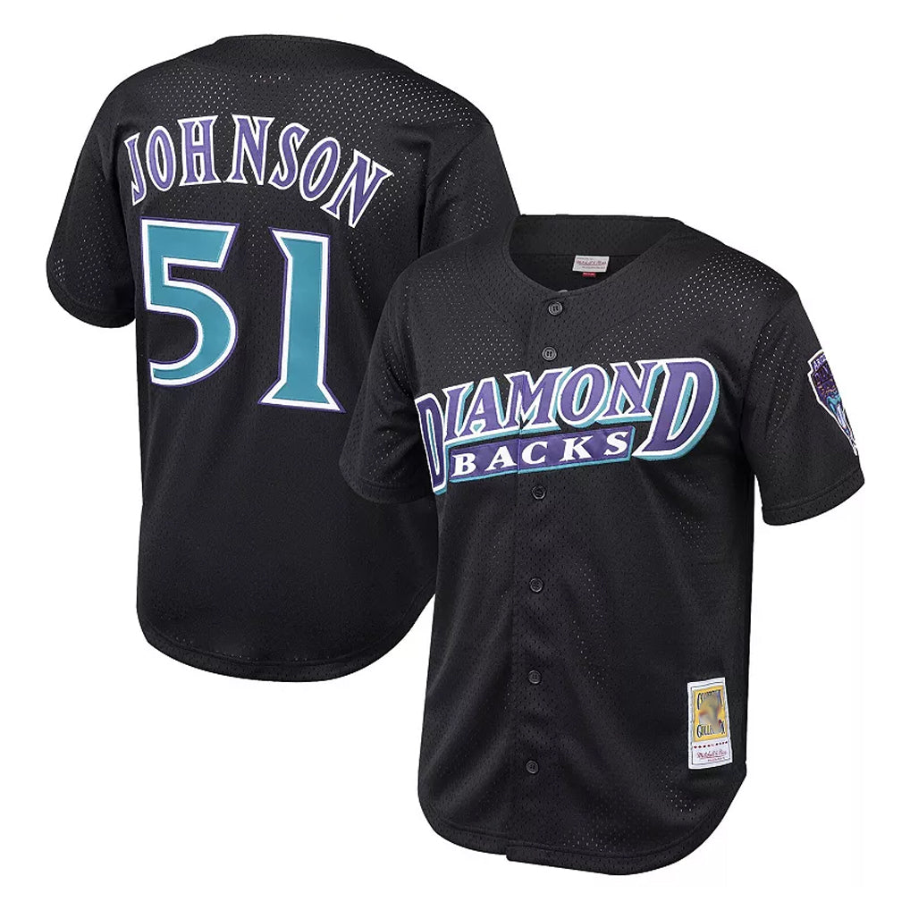 A.Diamondbacks #51 Randy Johnson Player Black Mitchell & Ness Throwback Cooperstown Collection Mesh Limited Ddoa Stitched Jerseys