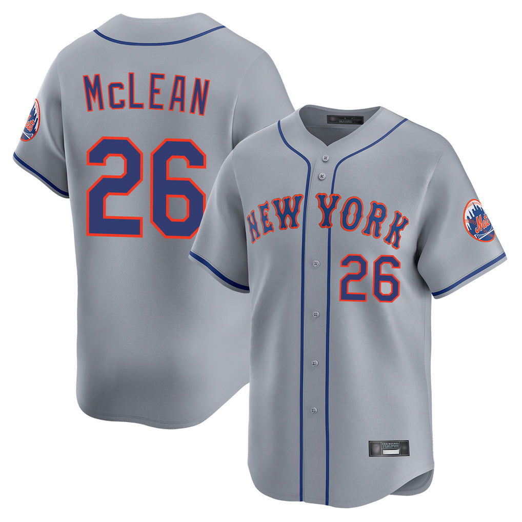 NY.Mets #26 Nolan McLean Player Gray Road Limited Home Ddoa Stitched Jerseys