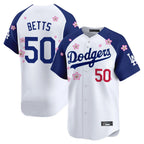 LA.Dodgers #50 Mookie Betts Player White-Royal Tokyo Series Vapor Premier Limited Ddoa Stitched Jerseys