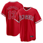 LA.Angels #13 Drew Pomeranz Player Red Home Game Ddoa Stitched Jerseys