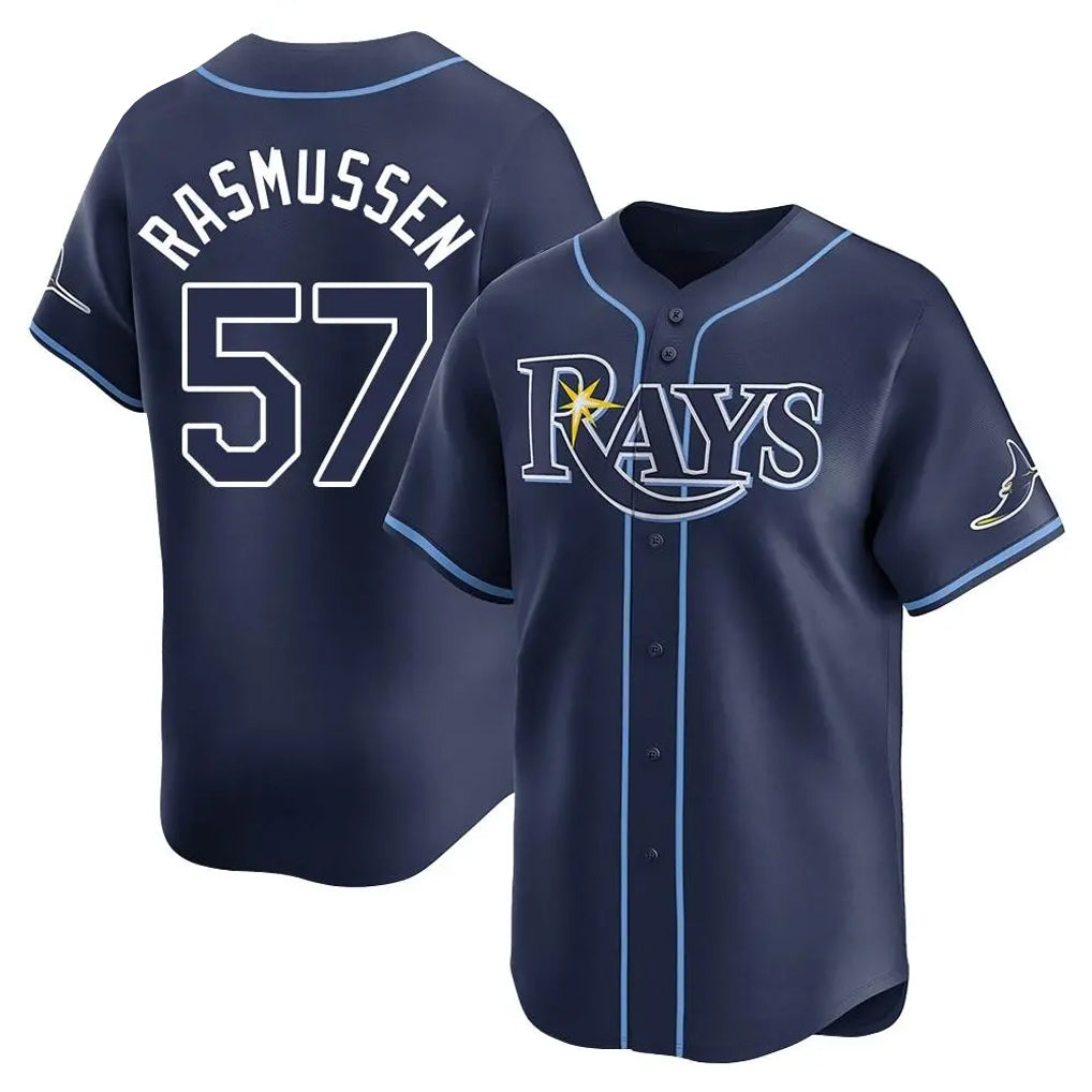 T.Bay Rays #57 Drew Rasmussen Player Navy Home Limited Ddoa Stitched Jerseys