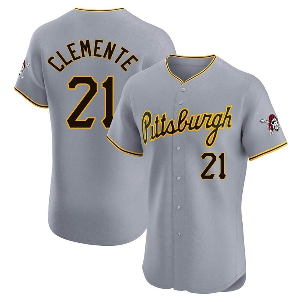 P.Pirates #21 Roberto Clemente Player Gray Road Home Limited Elite Ddoa Stitched Jerseys