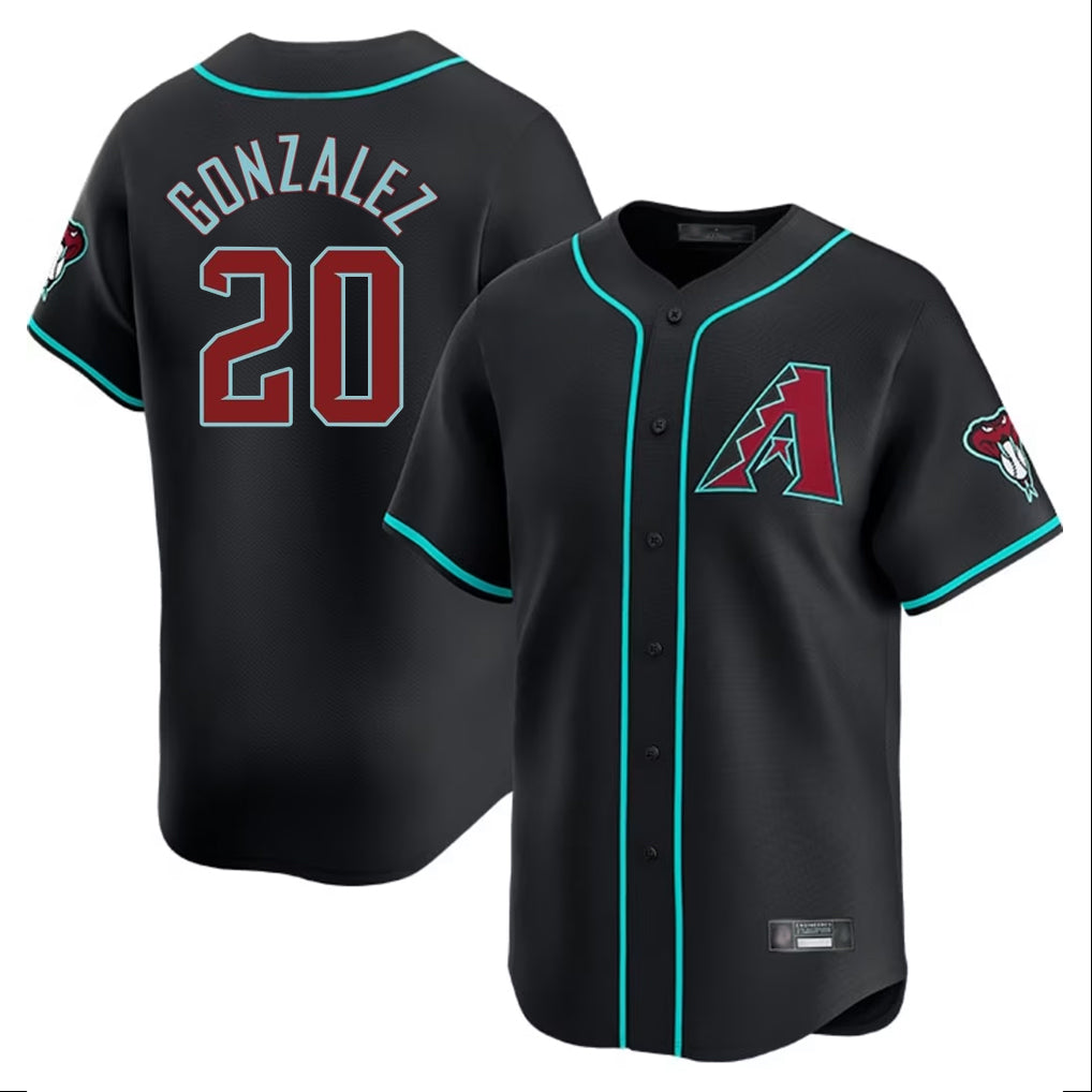 A.Diamondbacks #20 Luis Gonzalez Player Black Limited Home Game Ddoa Stitched Jerseys