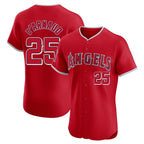 LA.Angels #25 Travis d'Arnaud Player Red Home Limited Elite Ddoa Stitched Jerseys