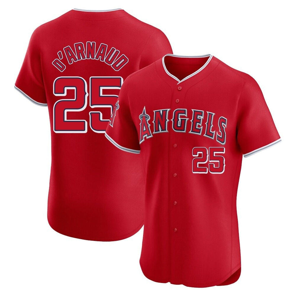 LA.Angels #25 Travis d'Arnaud Player Red Home Limited Elite Ddoa Stitched Jerseys