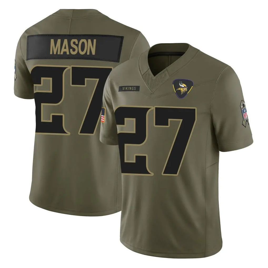 M.Vikings #27 Jordan Mason Player Olive 2025 Salute To Service Limited Game Ddoa Stitched Jerseys