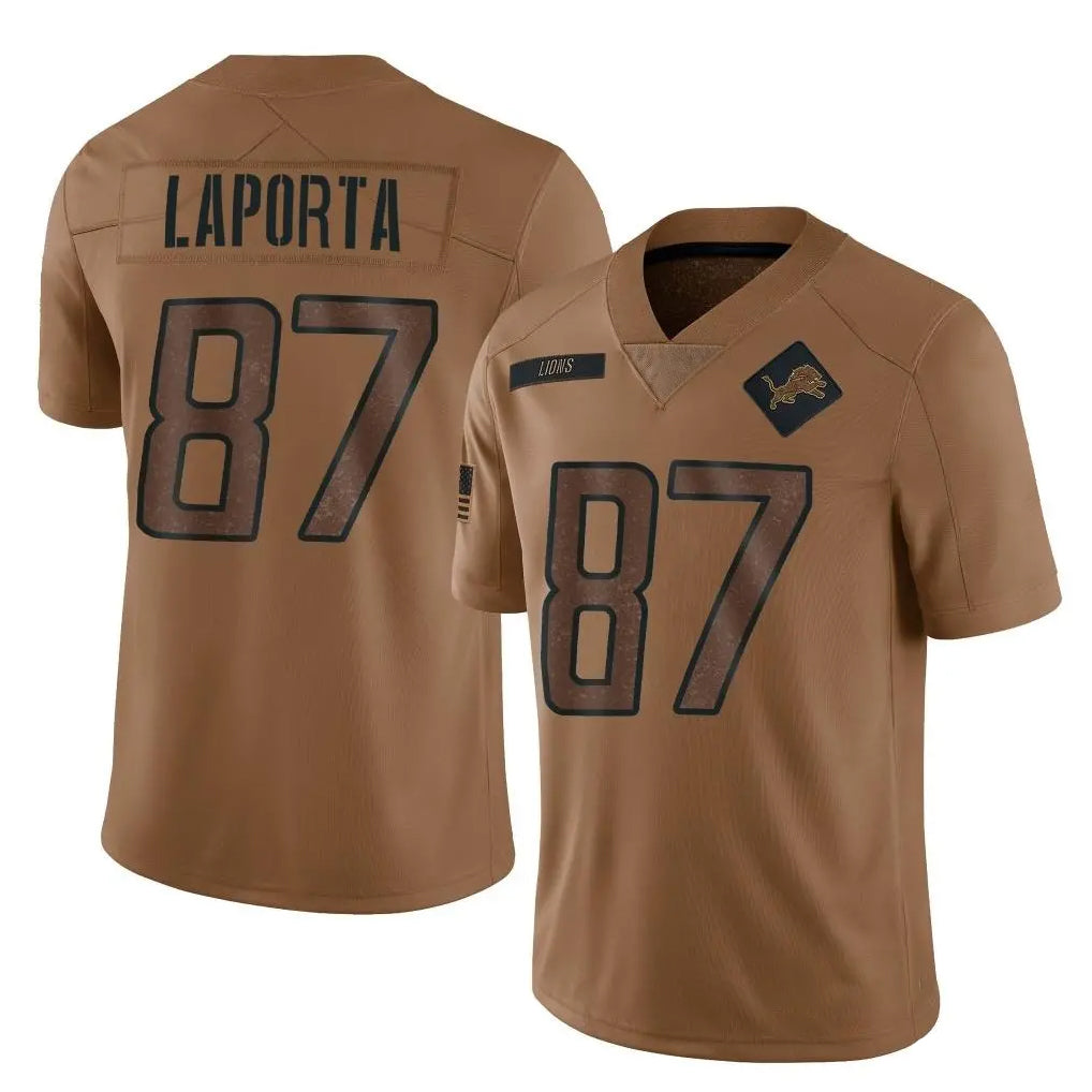 D.Lions #87 Sam LaPorta Player Brown Salute To Service Limited Ddoa Stitched Jerseys
