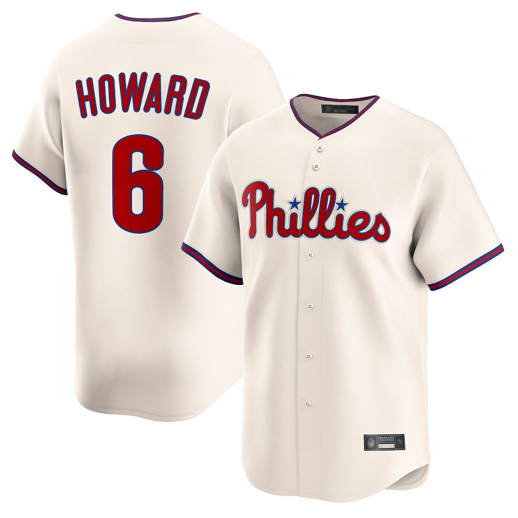 P.Phillies #6 Ryan Howardr Player Cream Home Limited Ddoa Stitched Jerseys