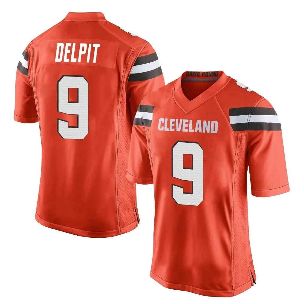 C.Browns #9 Grant Delpit Player Orange Home Game Ddoa Stitched Jerseys