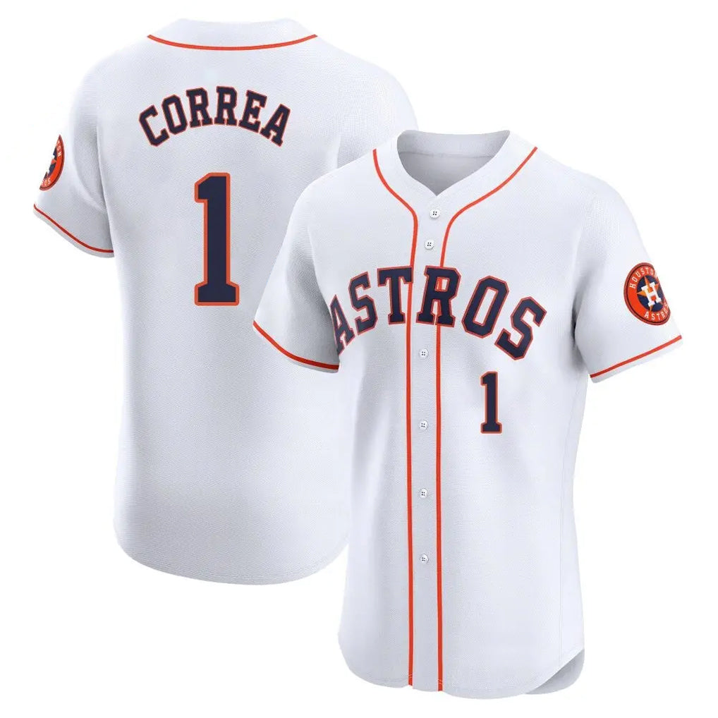 H.Astros #1 Carlos Correa Player White Limited Elite Home Ddoa Stitched Jerseys