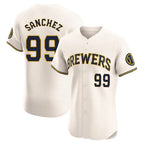 M.Brewers #99 Gary Sanchez Player Cream Home Limited Elite Ddoa Stitched Jerseys