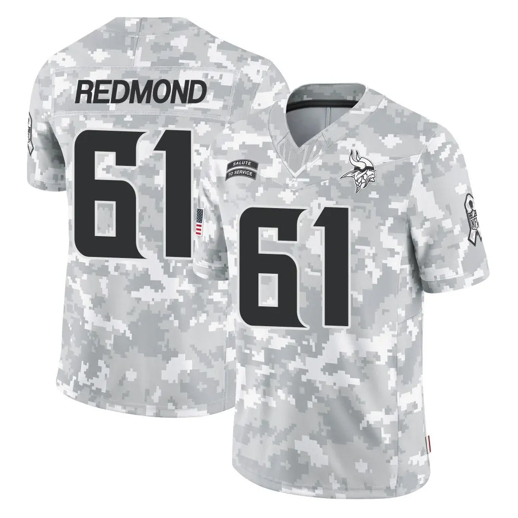 MN.Vikings #61 Jalen Redmond Player Arctic Camo Salute To Service Limited Game Ddoa Stitched Jerseys