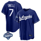 LA.Dodgers #7 Blake Snell Player Royal Game World Series Meet Ddoa Stitched Jerseys