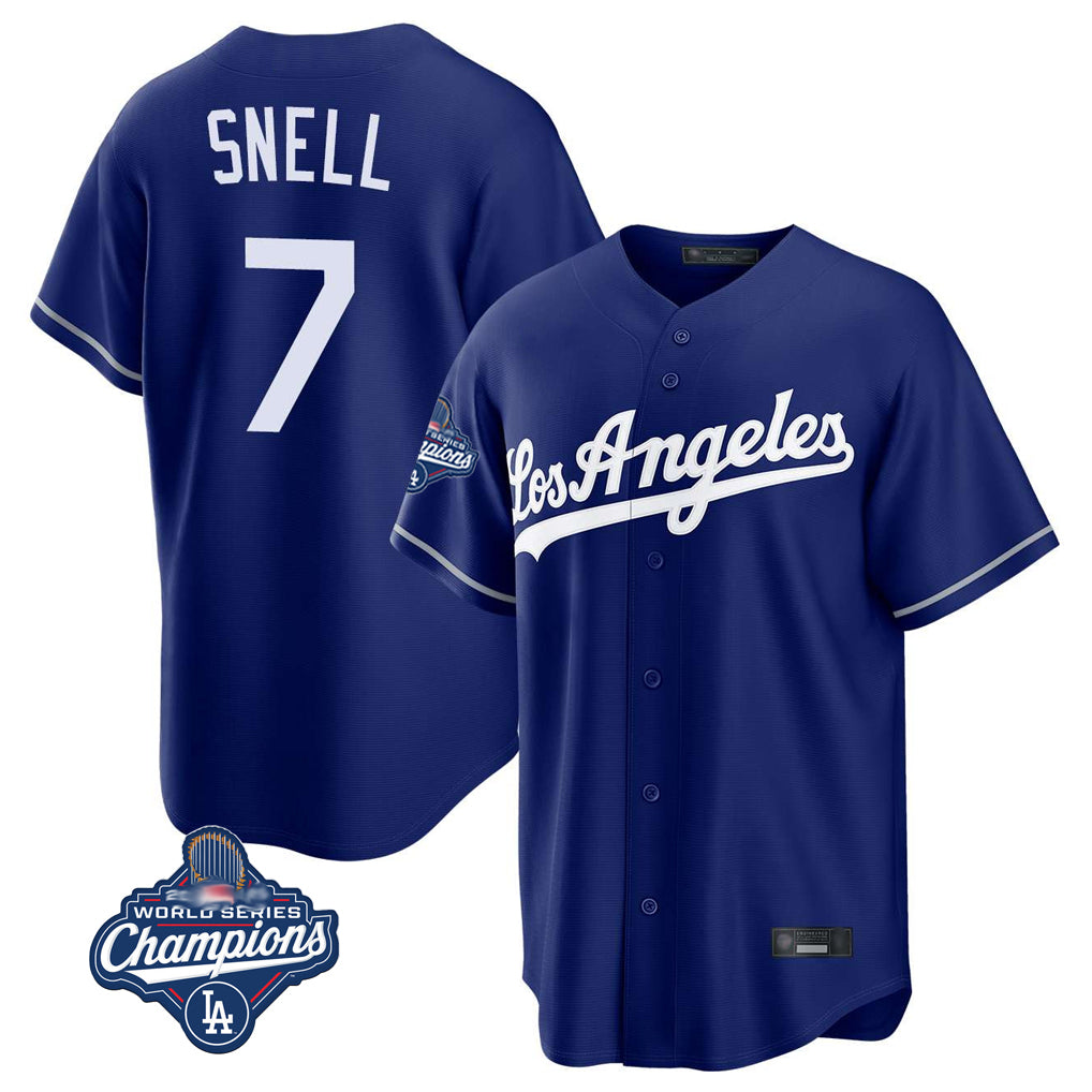 LA.Dodgers #7 Blake Snell Player Royal Game World Series Meet Ddoa Stitched Jerseys