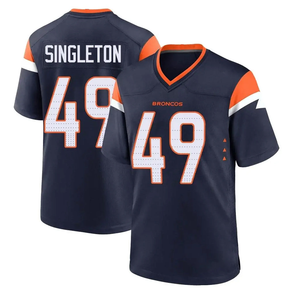 D.Broncos #49 Alex Singleton Player Navy Home Game Ddoa Stitched Jerseys