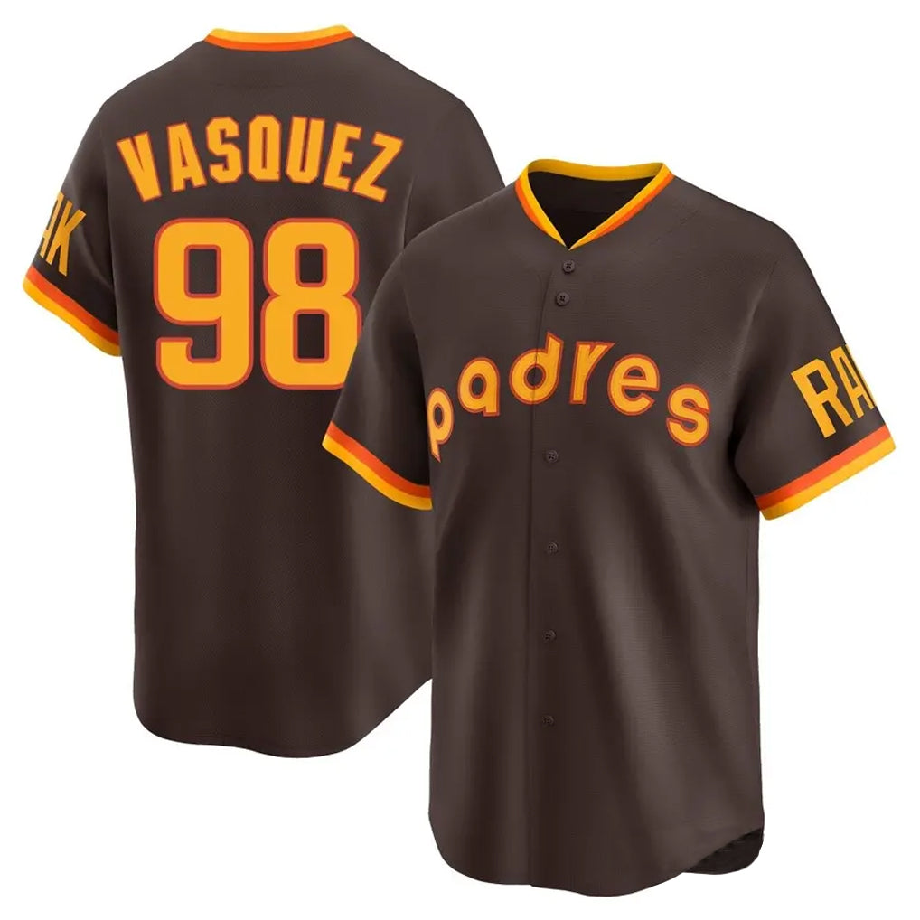 S.Diego Padres #98 Randy Vasquez Player Brown Home Cooperstown Collection Replica Game Ddoa Stitched Jerseys