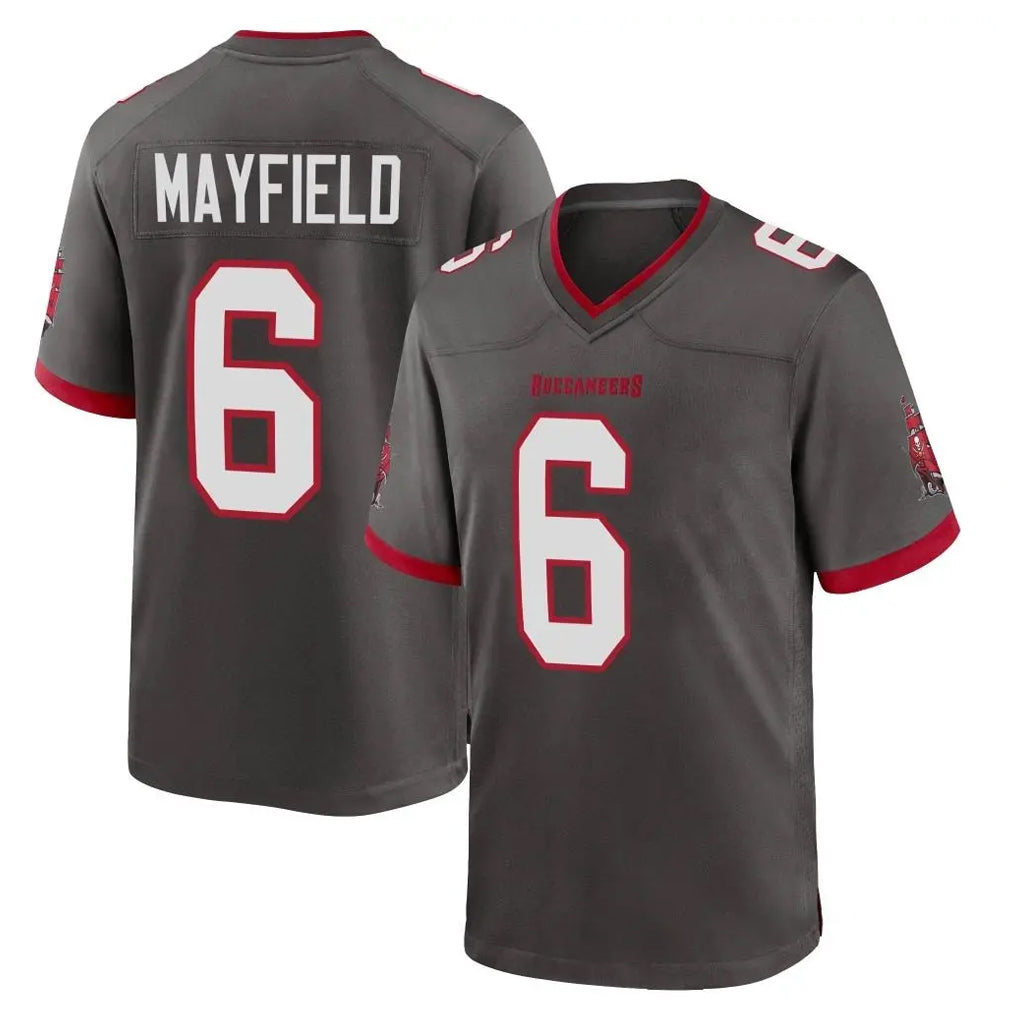 TB.Buccaneers #6 Baker Mayfield Player Pewter Alternate Home Game Ddoa Stitched Jerseys