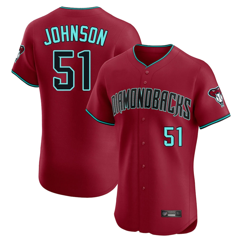 A.Diamondbacks #51 Randy Johnson Player Red Limited Elite Home Game Ddoa Stitched Jerseys