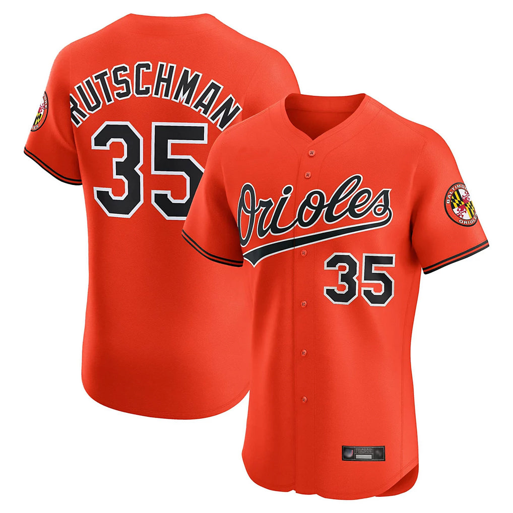 B.Orioles #35 Adley Rutschman Player Orange Limited Elite Home Game Ddoa Stitched Jerseys