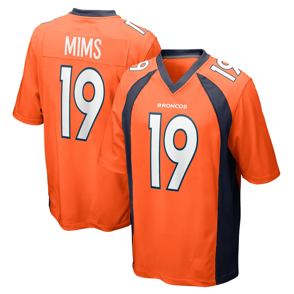 D.Broncos #19 Marvin Mims Jr. Player Orange Color Home Game Ddoa Stitched Jerseys