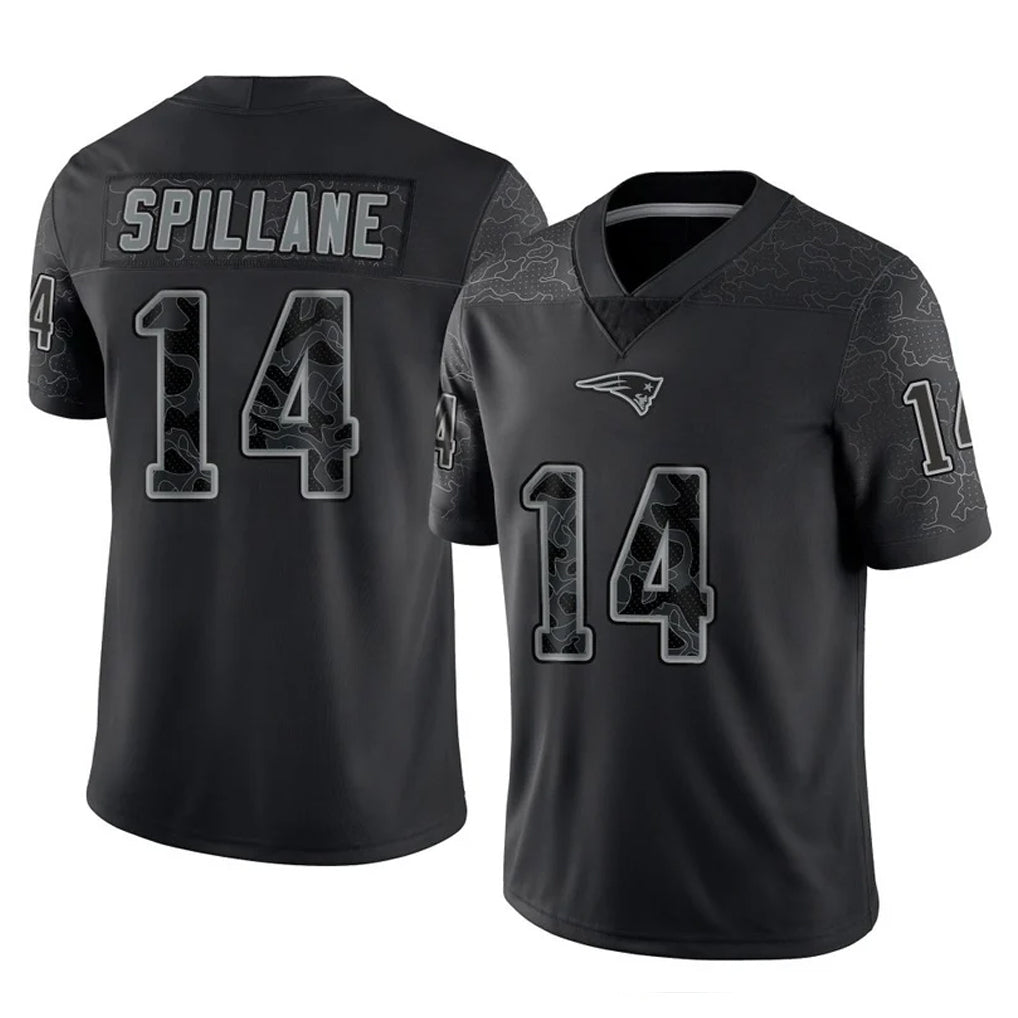 NE.Patriots #14 Robert Spillane Player Black Reflective LImited Home Game Ddoa Stitched Jerseys
